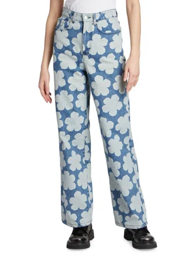 Kenzo Women's Floral Straight Leg Jeans In Blue