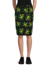 KENZO WOMEN'S FLORAL WOOL PENCIL SKIRT