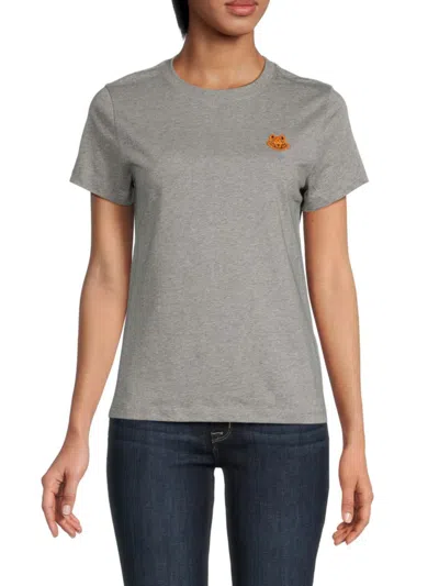 Kenzo Women's Heathered Logo Fitted Tee In Pearl Grey