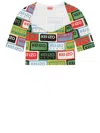 Kenzo All-over Logo Printed Crewneck Crop Top In Multicolor