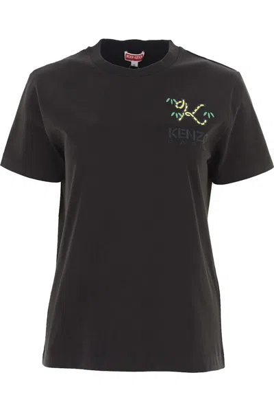 Pre-owned Kenzo Women's  X Nigo Tiger Tail Logo Embridered T-shirt In Black