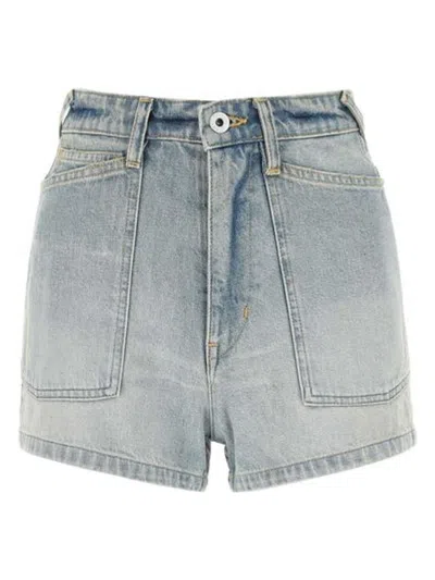 KENZO WOMEN'S LIGHT-BLUE DENIM SHORTS