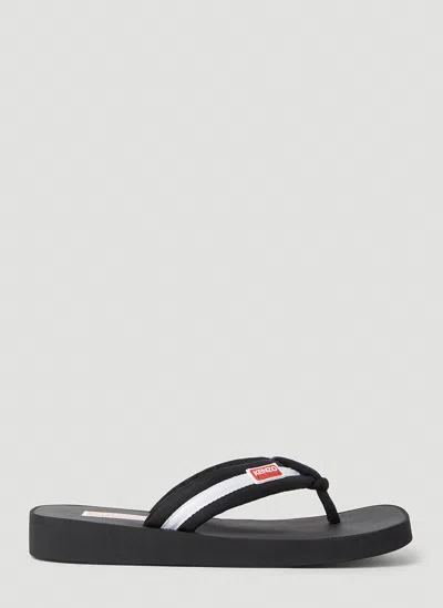 Kenzo Women Logo Patch Flip Flops In Black