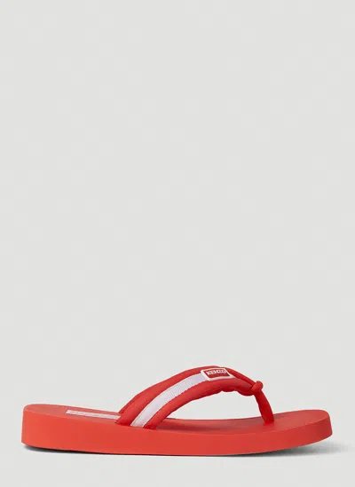 Kenzo Women Logo Patch Flip Flops In Red