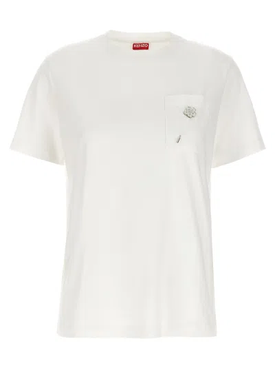 Kenzo Women Logo Pin T-shirt In White
