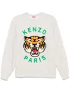 Kenzo Women Lucky Tiger Cotton Sweatshirt In White
