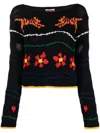 Kenzo Black Multicolour Cotton-linen Blend Jumper In Black
