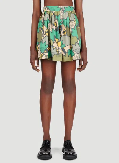 Kenzo Women Printed Mini Skirt In Green