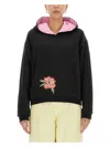 Kenzo Black Floral Embroidery Hoodie Double Face In Black