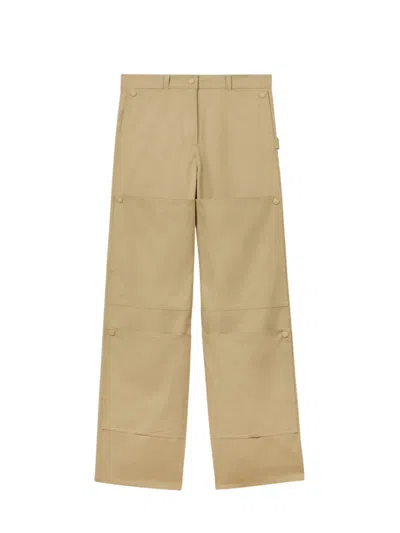 Kenzo Women Ripstop Cotton Cargo Trousers In Brown