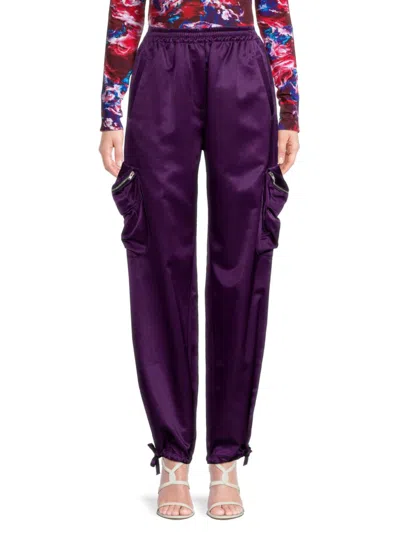 Kenzo Women's Satin Cargo Pants In Prune