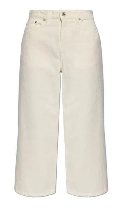 Kenzo Women's White Cotton Pants For Ss24 In Wt