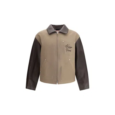 KENZO WOOL AND LEATHER COLLEGE JACKET