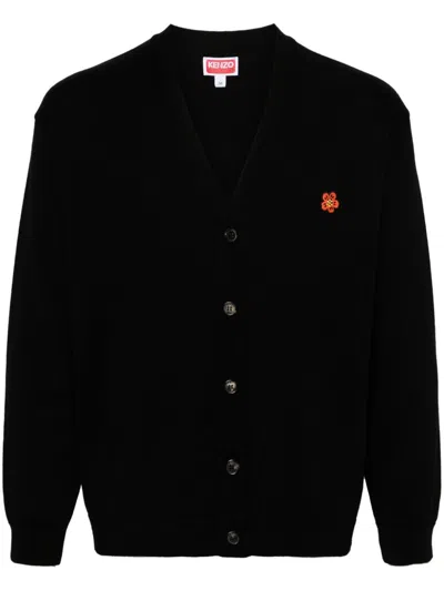 Kenzo Wool Cardigan In Black