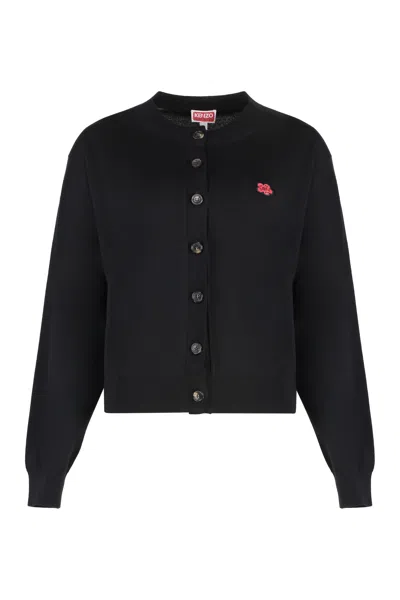 Kenzo Wool Cardigan In Black