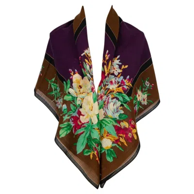 Pre-owned Kenzo Wool Cheesecloth Foulard Scarf In Black
