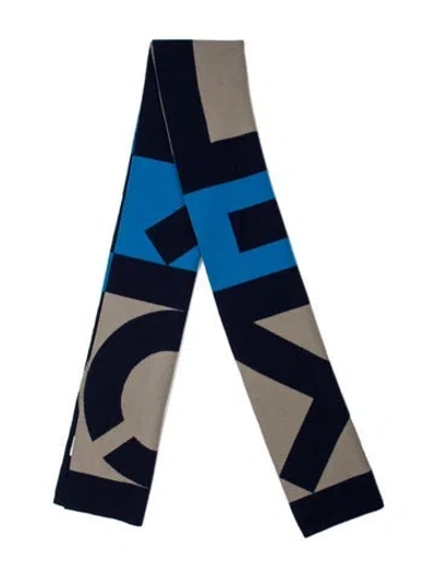 Pre-owned Kenzo Wool Colorblock Pattern Scarf In Blue