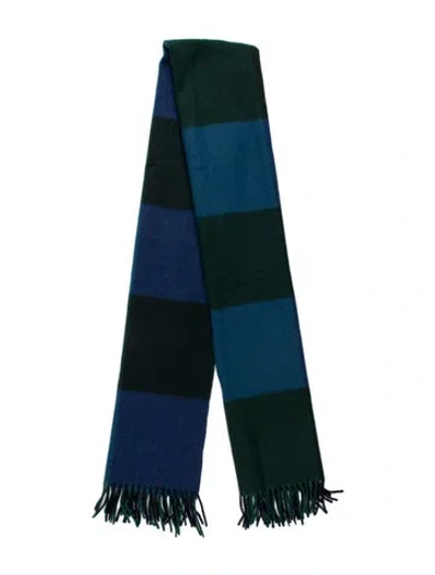 Pre-owned Kenzo Wool Colorblock Pattern Scarf In Blue