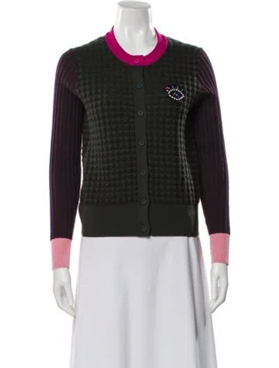 Pre-owned Kenzo Wool Colorblock Pattern Sweater In Green