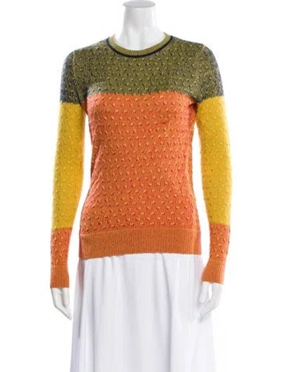 Pre-owned Kenzo Wool Colorblock Pattern Sweater In Yellow