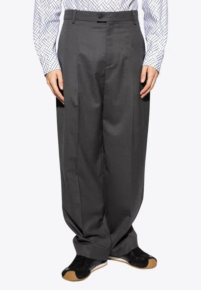 Kenzo Wool Creased Pants In Gray