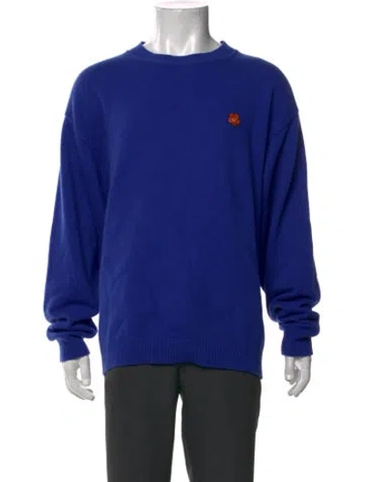 Pre-owned Kenzo Wool Crew Neck Pullover In Blue