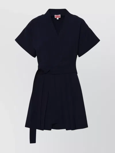 Kenzo Blue Wool Dress In Navy