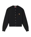 Kenzo Wool Embroidered Round-neck Cardigan In Black