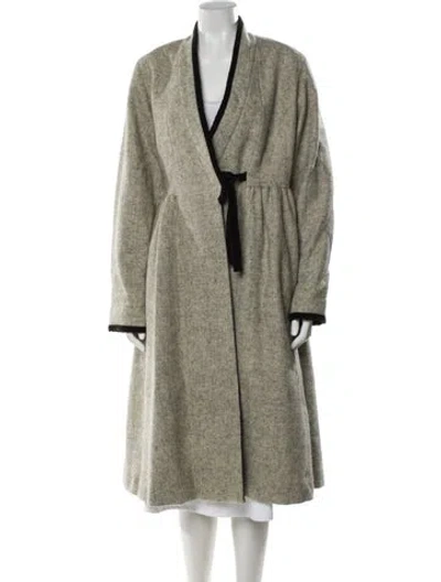 Pre-owned Kenzo Wool Faux Fur Coat In Gray