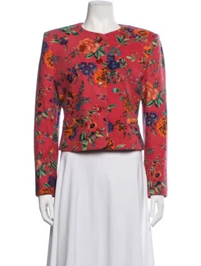 Pre-owned Kenzo Wool Floral Print Jacket In Red