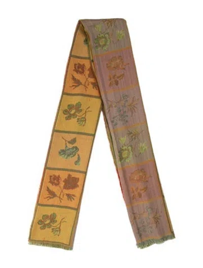 Pre-owned Kenzo Wool Floral Print Scarf In Yellow
