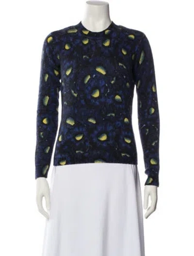 Pre-owned Kenzo Wool Floral Print Sweater In Blue
