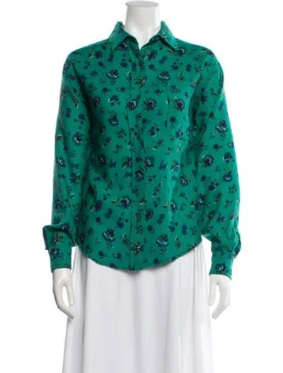 Pre-owned Kenzo Wool Floral Print Top In Green