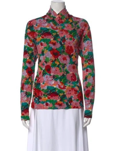 Pre-owned Kenzo Wool Floral Print Top In Red