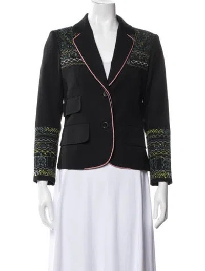 Pre-owned Kenzo Wool Graphic Print Blazer In Black