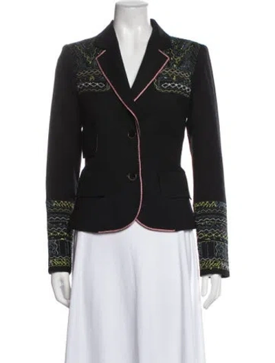 Pre-owned Kenzo Wool Graphic Print Blazer In Black