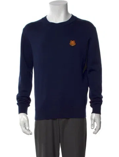 Pre-owned Kenzo Wool Graphic Print Pullover In Blue