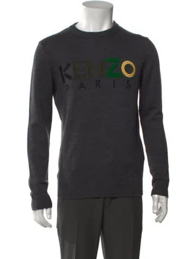Pre-owned Kenzo Wool Graphic Print Pullover In Gray