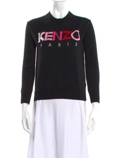 Pre-owned Kenzo Wool Graphic Print Sweater In Black