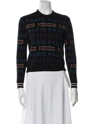 Pre-owned Kenzo Wool Graphic Print Sweater In Black