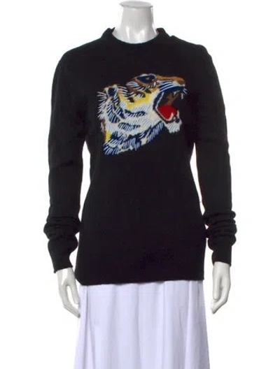 Pre-owned Kenzo Wool Graphic Print Sweater In Black