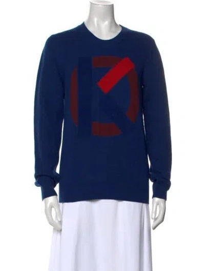 Pre-owned Kenzo Wool Graphic Print Sweater In Blue