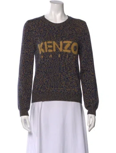 Pre-owned Kenzo Wool Graphic Print Sweater In Blue