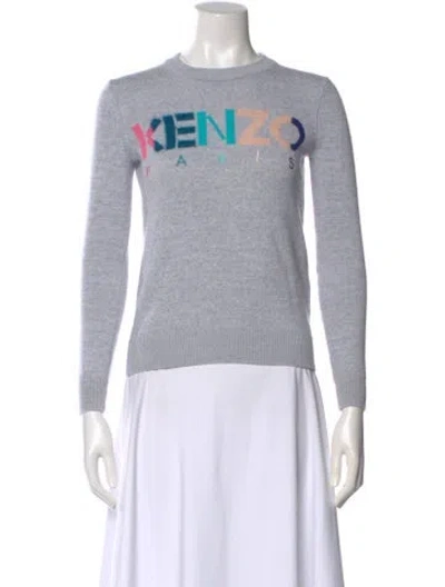 Pre-owned Kenzo Wool Graphic Print Sweater In Gray