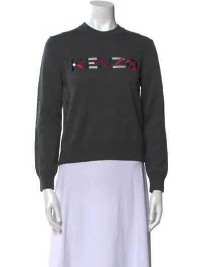 Pre-owned Kenzo Wool Graphic Print Sweater In Gray