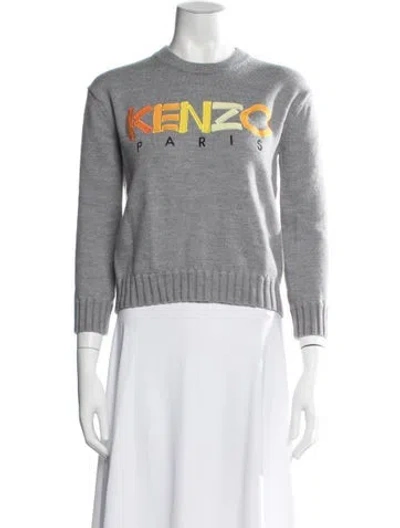 Pre-owned Kenzo Wool Graphic Print Sweater In Gray