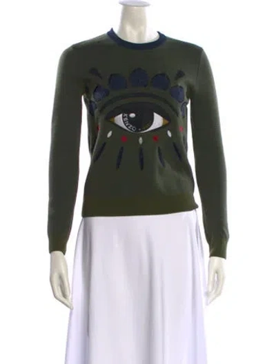 Pre-owned Kenzo Wool Graphic Print Sweater In Green