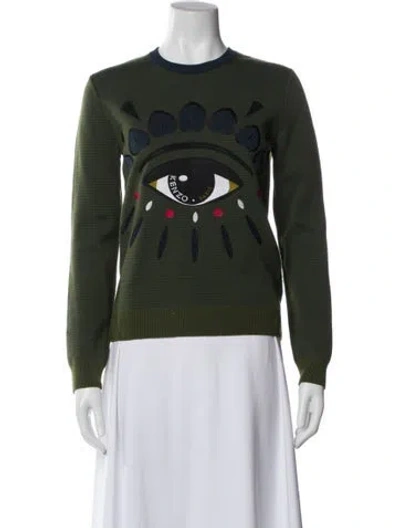 Pre-owned Kenzo Wool Graphic Print Sweater In Green