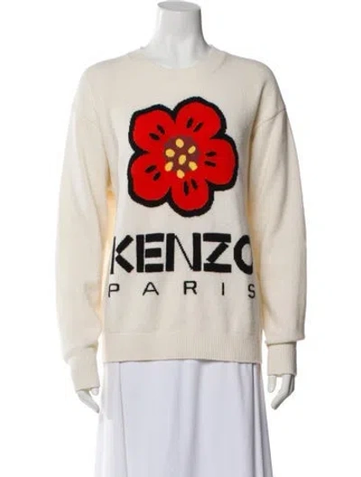 Pre-owned Kenzo Wool Graphic Print Sweater In Neutral