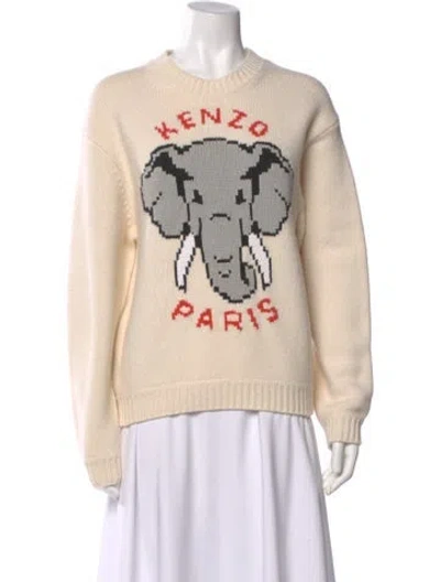 Pre-owned Kenzo Wool Graphic Print Sweater In Neutral